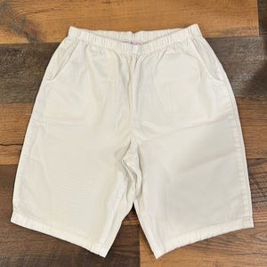 Denim & co d&co white elastic waist shorts with flat front pockets size …